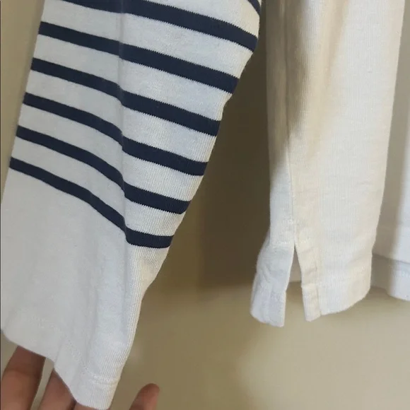 J. Crew White and Navy Striped Polo Shirt 16 - Picture 4 of 6